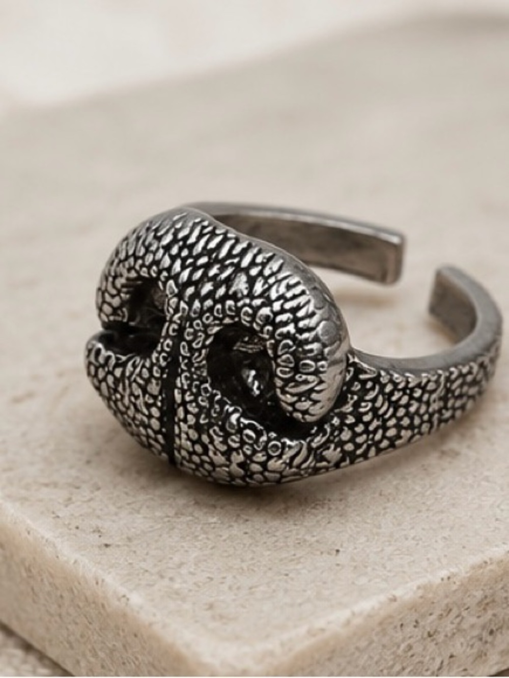 Rustic Ram Skull Statement Ring | Adjustable Vintage Silver Animal Ring